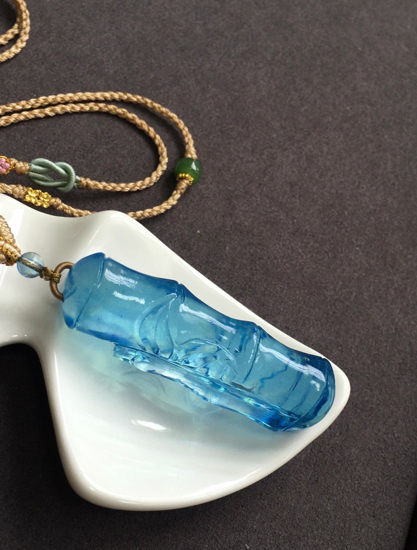 Beautiful Natural Aquamarine Bamboo Pendant with Certificate - 4