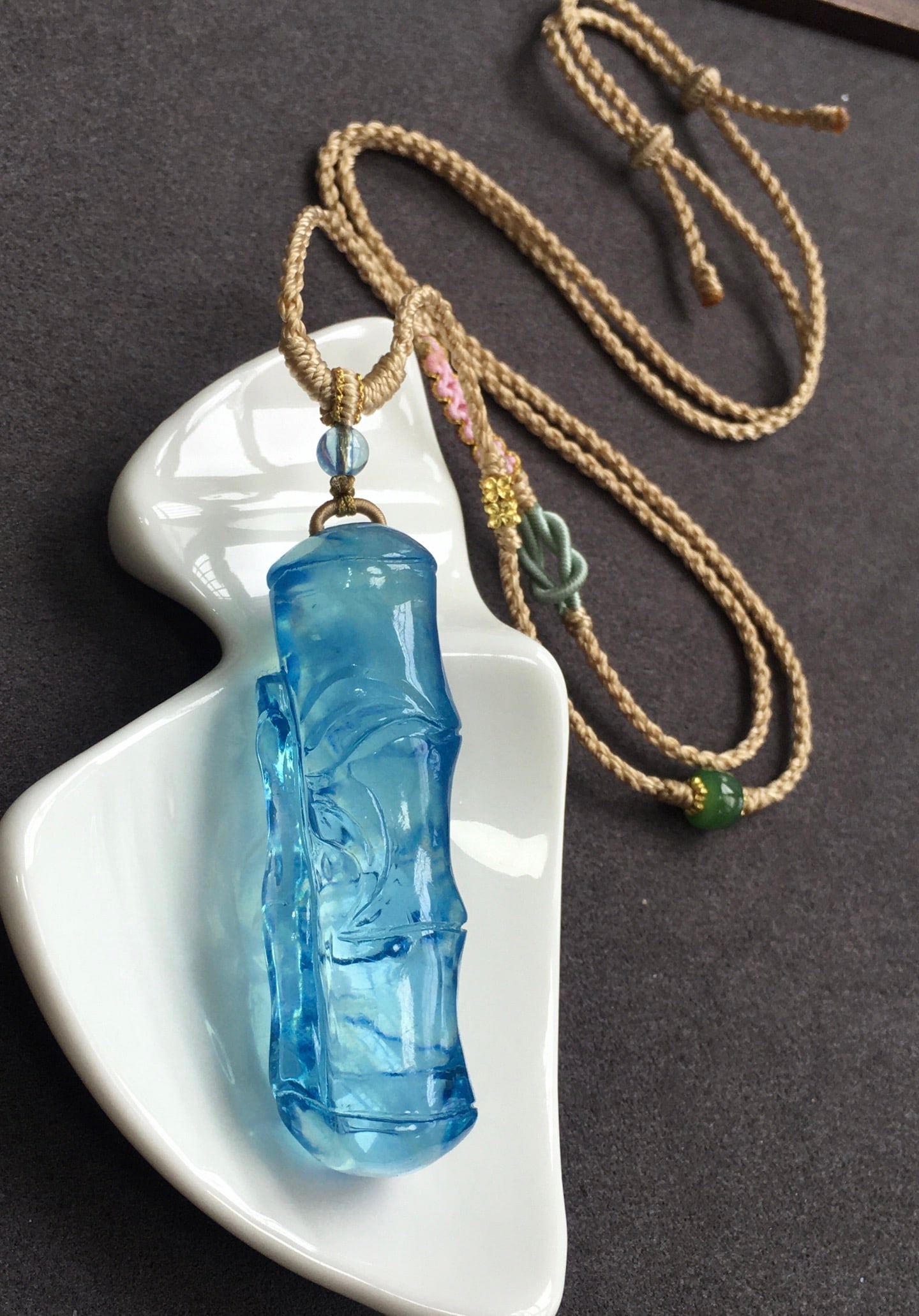 Beautiful Natural Aquamarine Bamboo Pendant with Certificate - 5