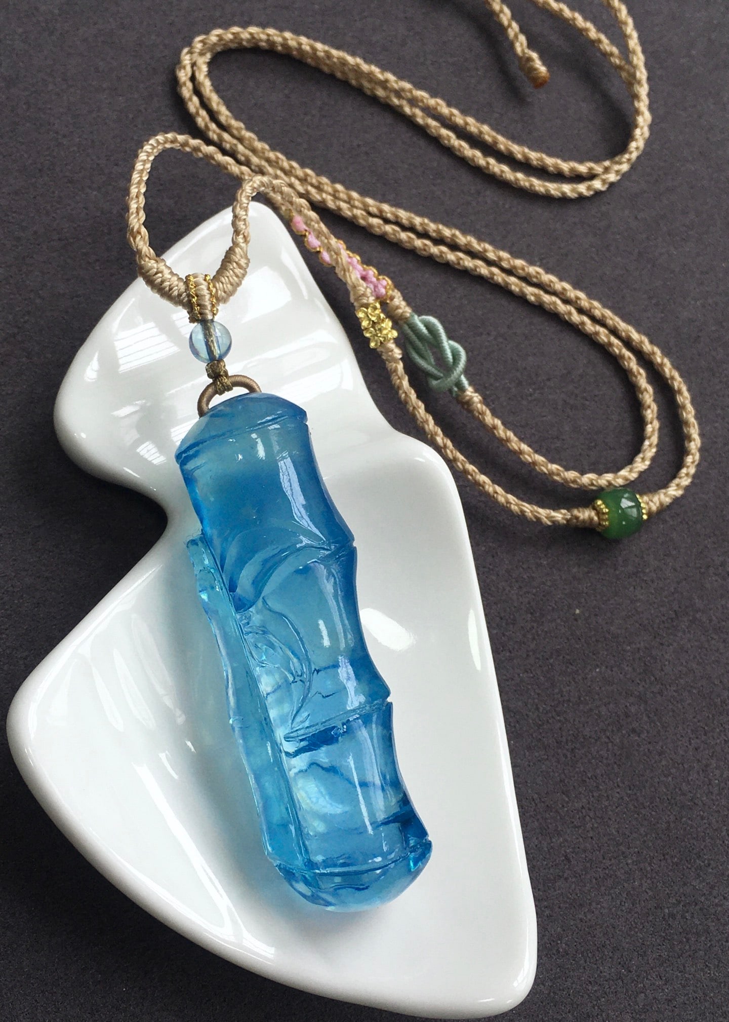 Beautiful Natural Aquamarine Bamboo Pendant with Certificate - 6