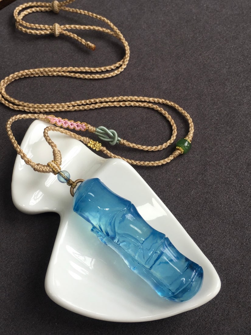 Beautiful Natural Aquamarine Bamboo Pendant with Certificate - 7
