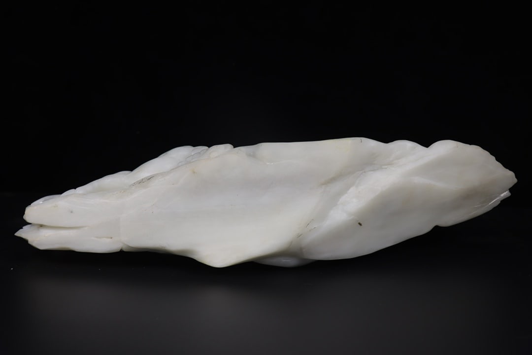 Vintage White Hetian Jade Hand Carved Eight Horse Statue w Box - 8