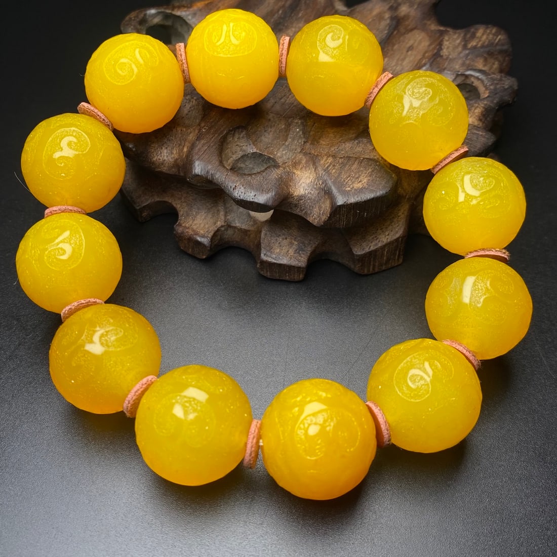20mm Yellow Agate Beads Bracelet - 2