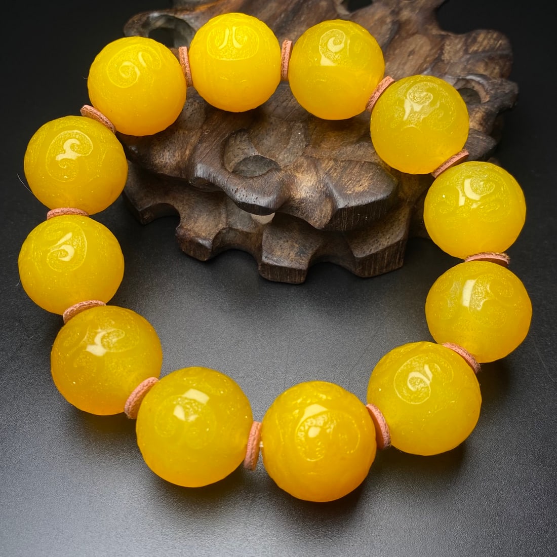 20mm Yellow Agate Beads Bracelet - 3