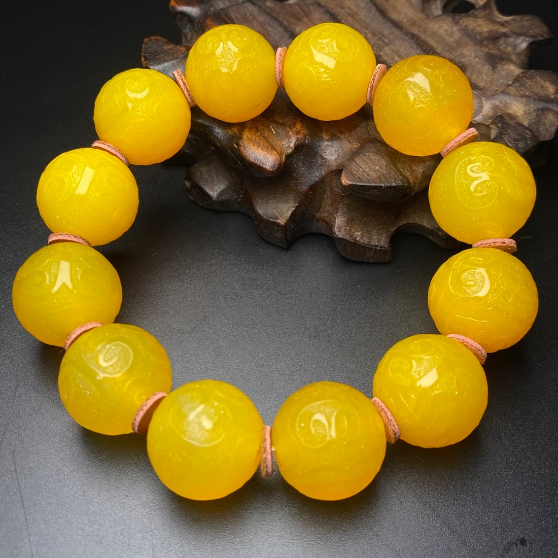 20mm Yellow Agate Beads Bracelet - 5