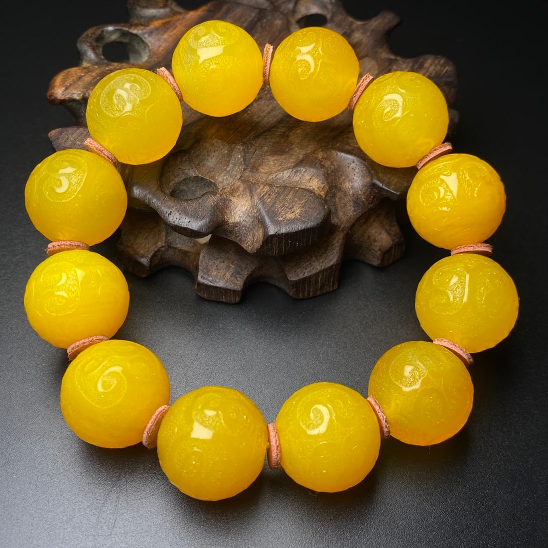 20mm Yellow Agate Beads Bracelet - 7