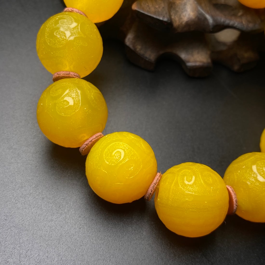 20mm Yellow Agate Beads Bracelet - 8