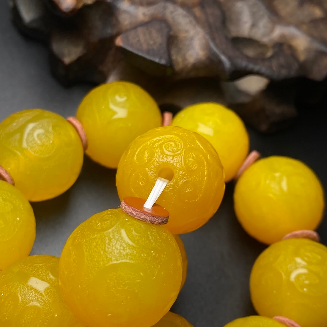 20mm Yellow Agate Beads Bracelet - 9