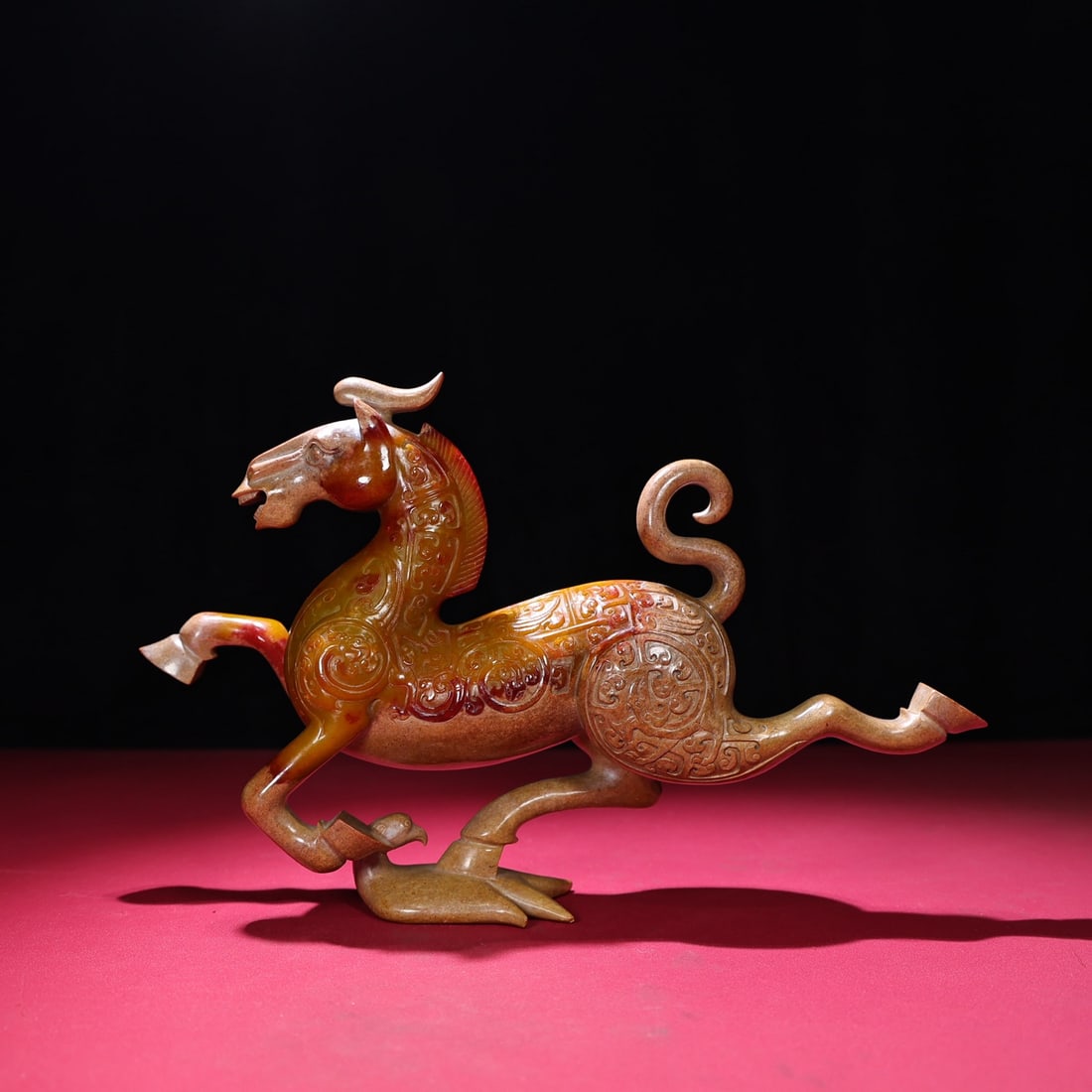 Vintage Qing Dynasty Hetian Jade Horse Swallow Statue - 5