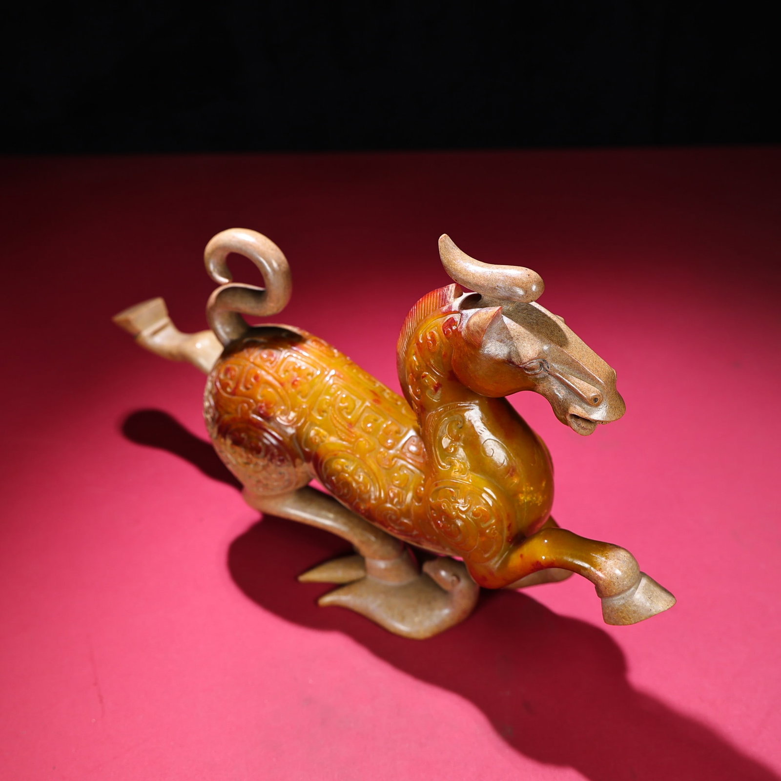 Vintage Qing Dynasty Hetian Jade Horse Swallow Statue - 6