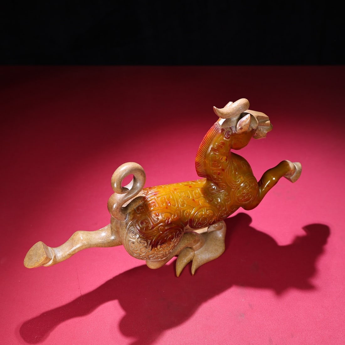 Vintage Qing Dynasty Hetian Jade Horse Swallow Statue - 7