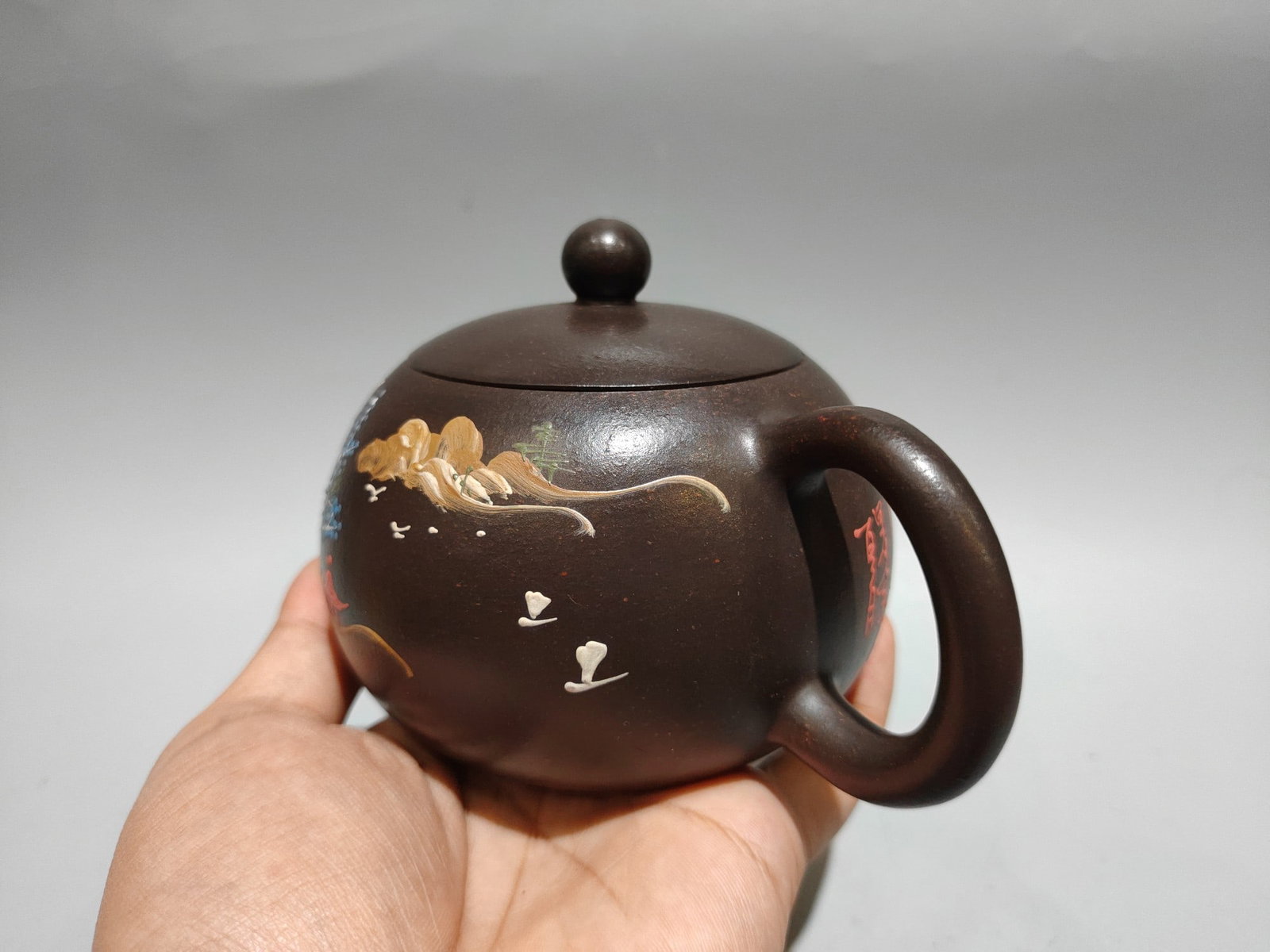 Yixing Zisha Clay Teapot w Artist Signed - 3