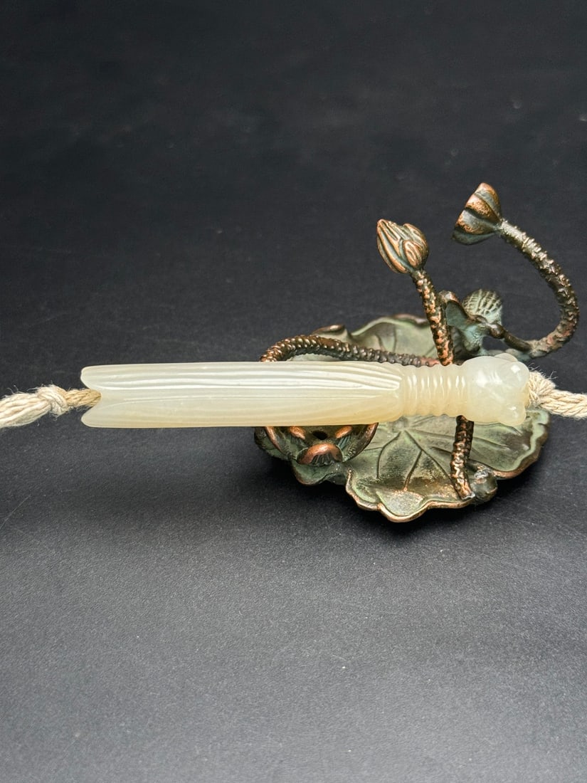 Old Hetian Jade Cicada Lezi Pendant - 7