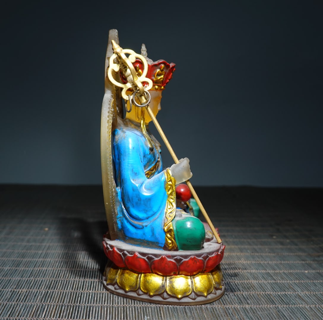 Old Peking Glass Ksitigarbha Bodhisattva Statue - 7