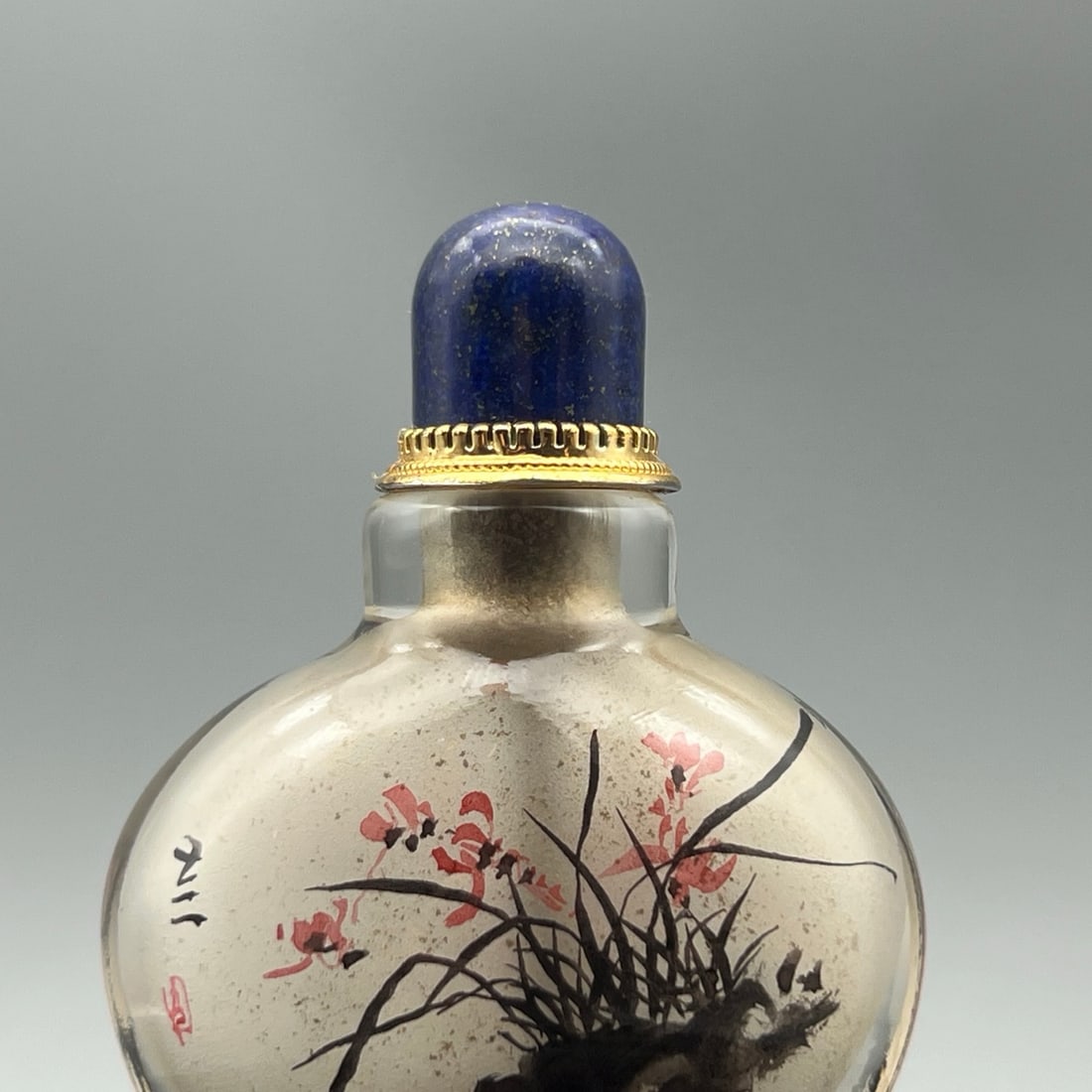 Peking Glass Inside Painting Orchid Snuff Bottle - 2
