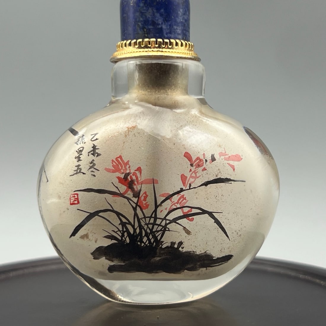 Peking Glass Inside Painting Orchid Snuff Bottle - 6