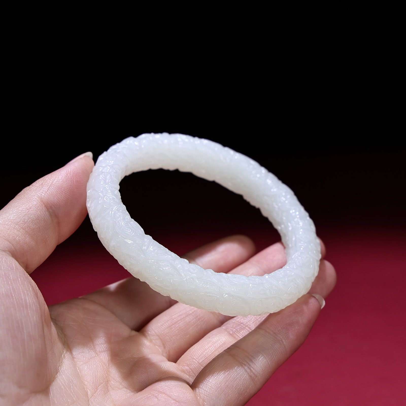 Inside Diameter 59mm White Hetian Jade Bracelet Bangle - 2