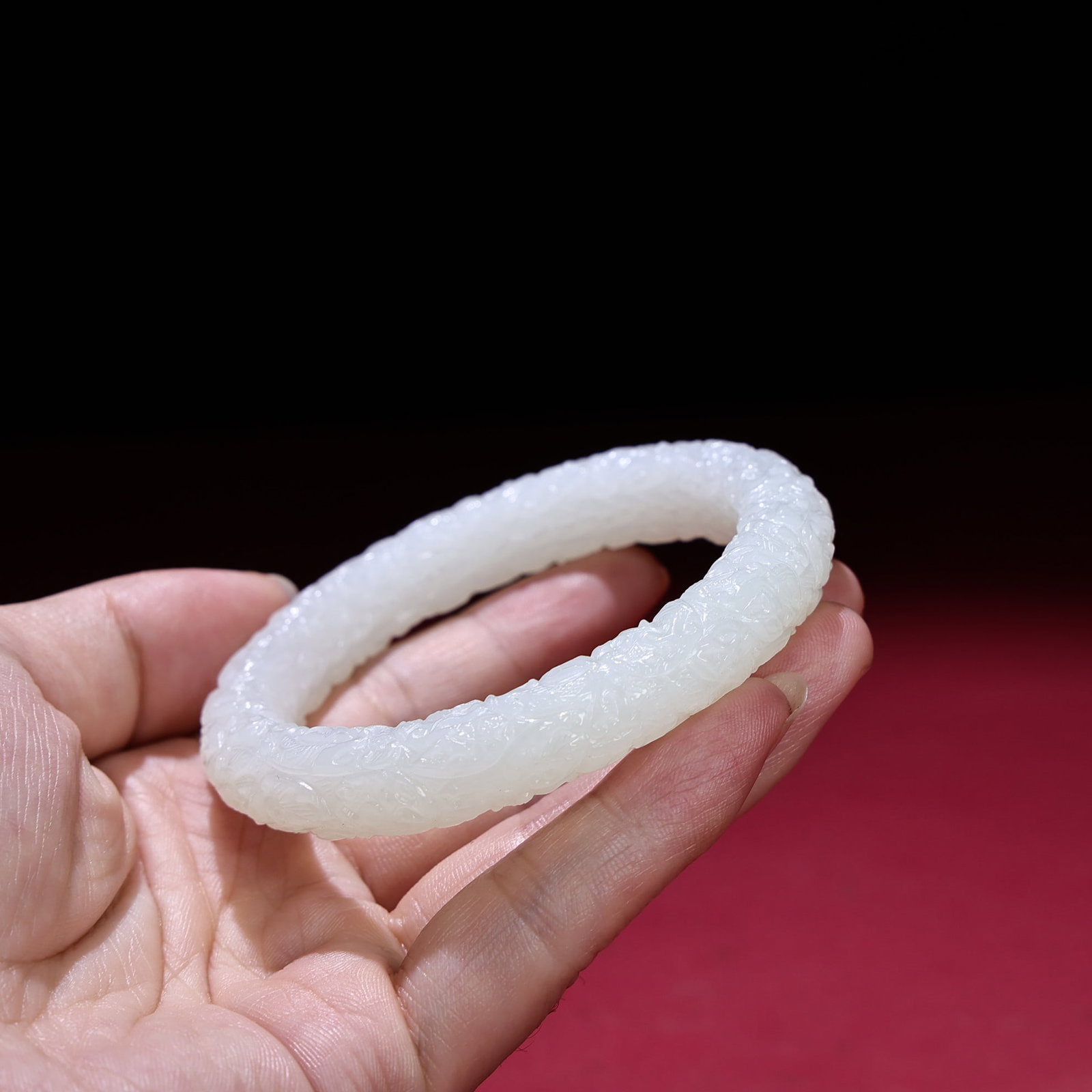 Inside Diameter 59mm White Hetian Jade Bracelet Bangle - 3