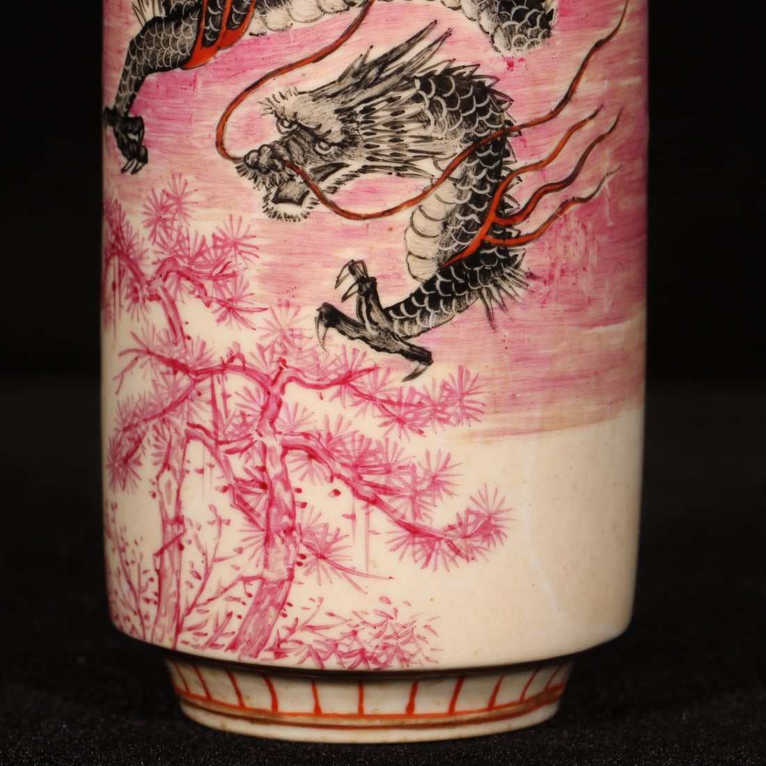 Old Rouge Red Glaze Dragon Porcelain Snuff Bottle - 6