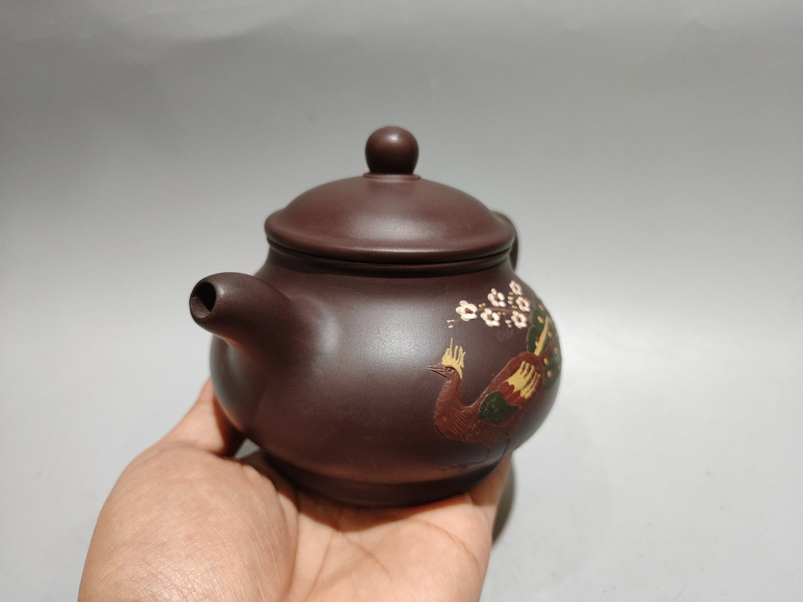 Yixing Zisha Clay Peacock Teapot - 2