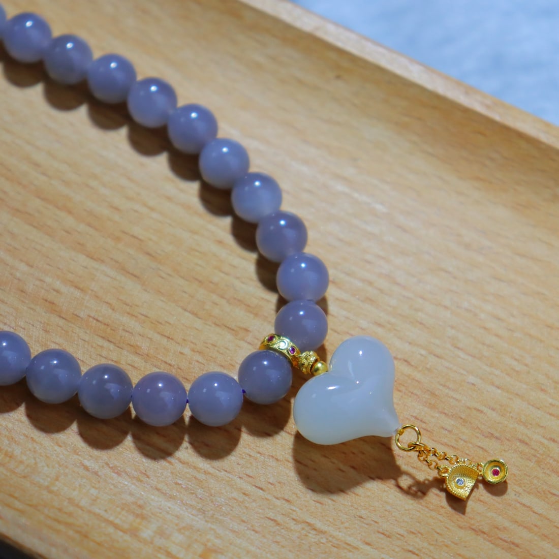 Silver & Hetian Jade Heart-shaped Pendant - 3