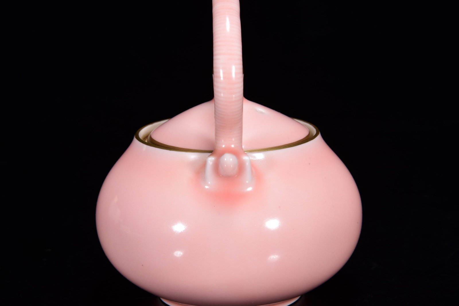 Gilt Gold Pink Glaze Porcelain Teapot - 7
