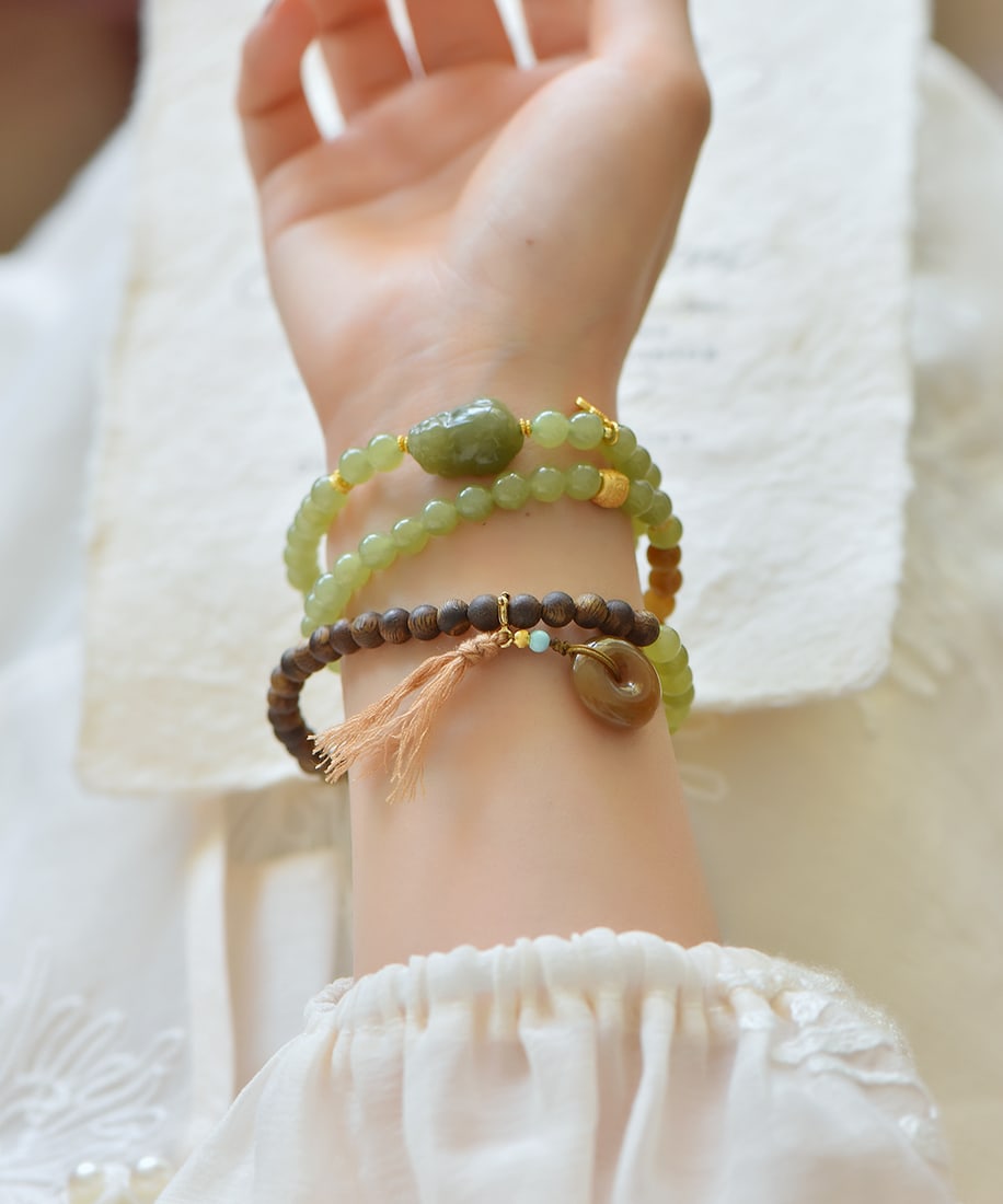Hetian Jade,Chenxiang Wood Pixiu Hand Chain - 5