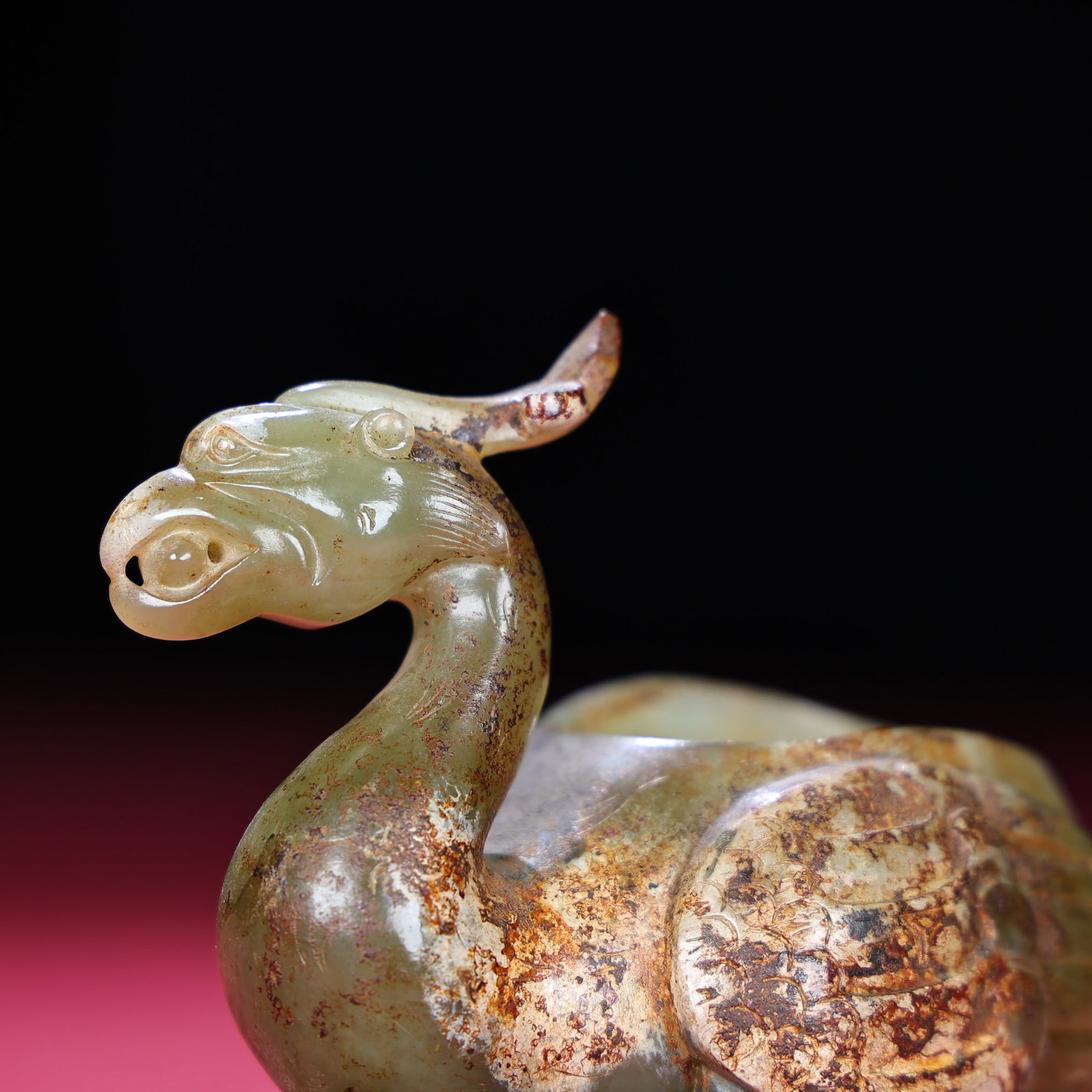 Vintage Hetian Jade Phoenix Bird Statue - 4