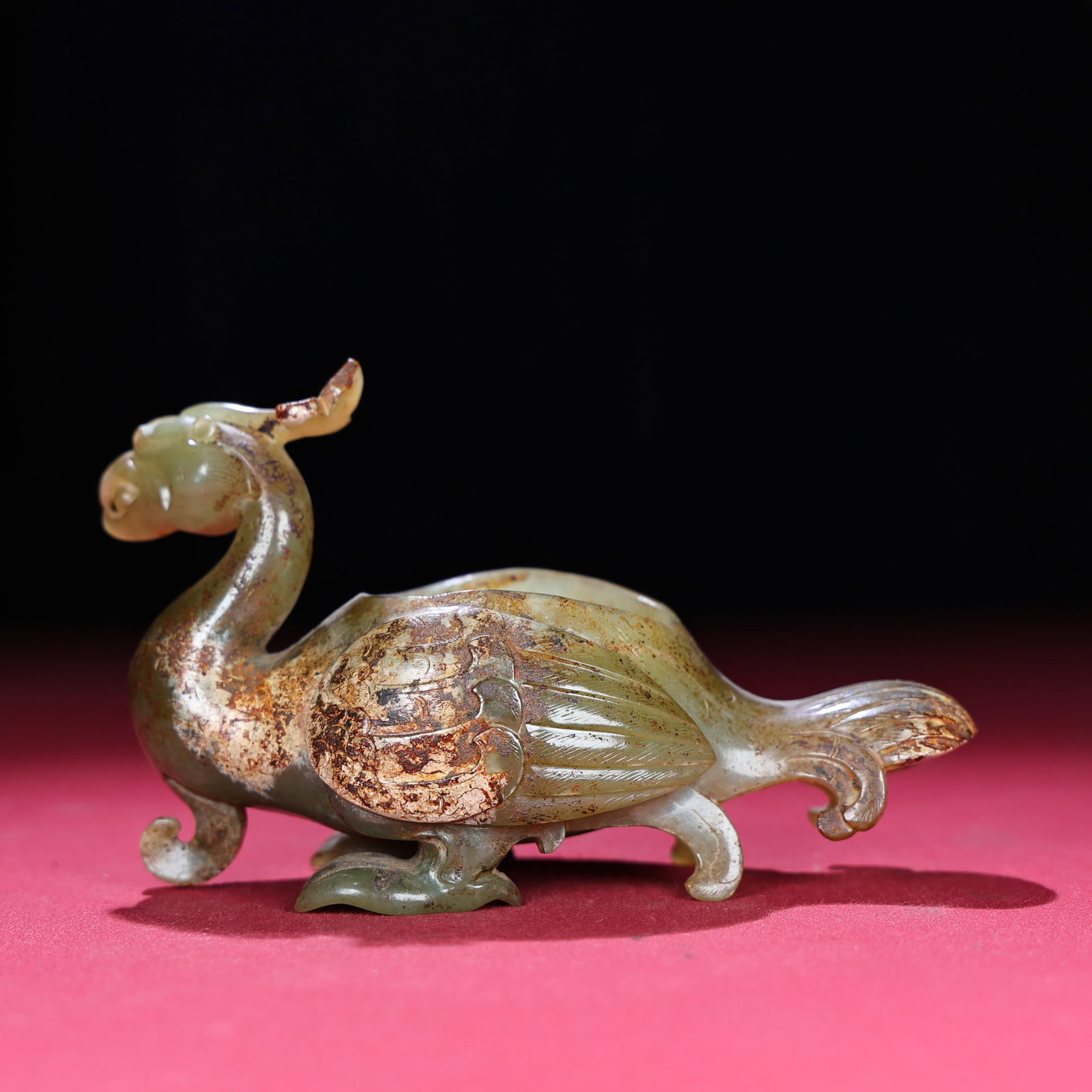 Vintage Hetian Jade Phoenix Bird Statue - 5