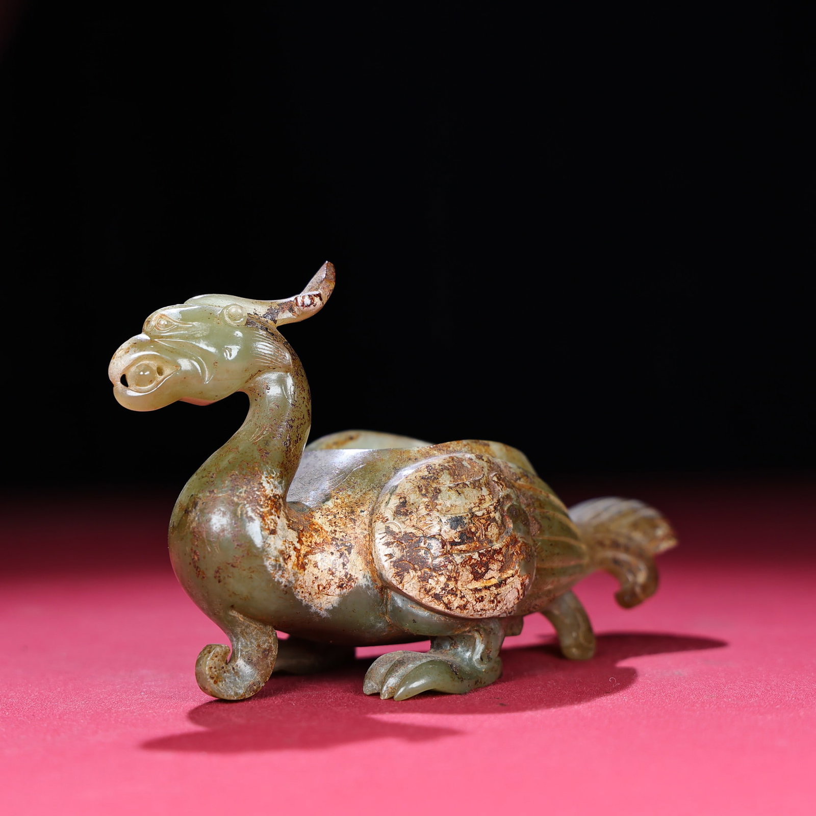 Vintage Hetian Jade Phoenix Bird Statue - 6