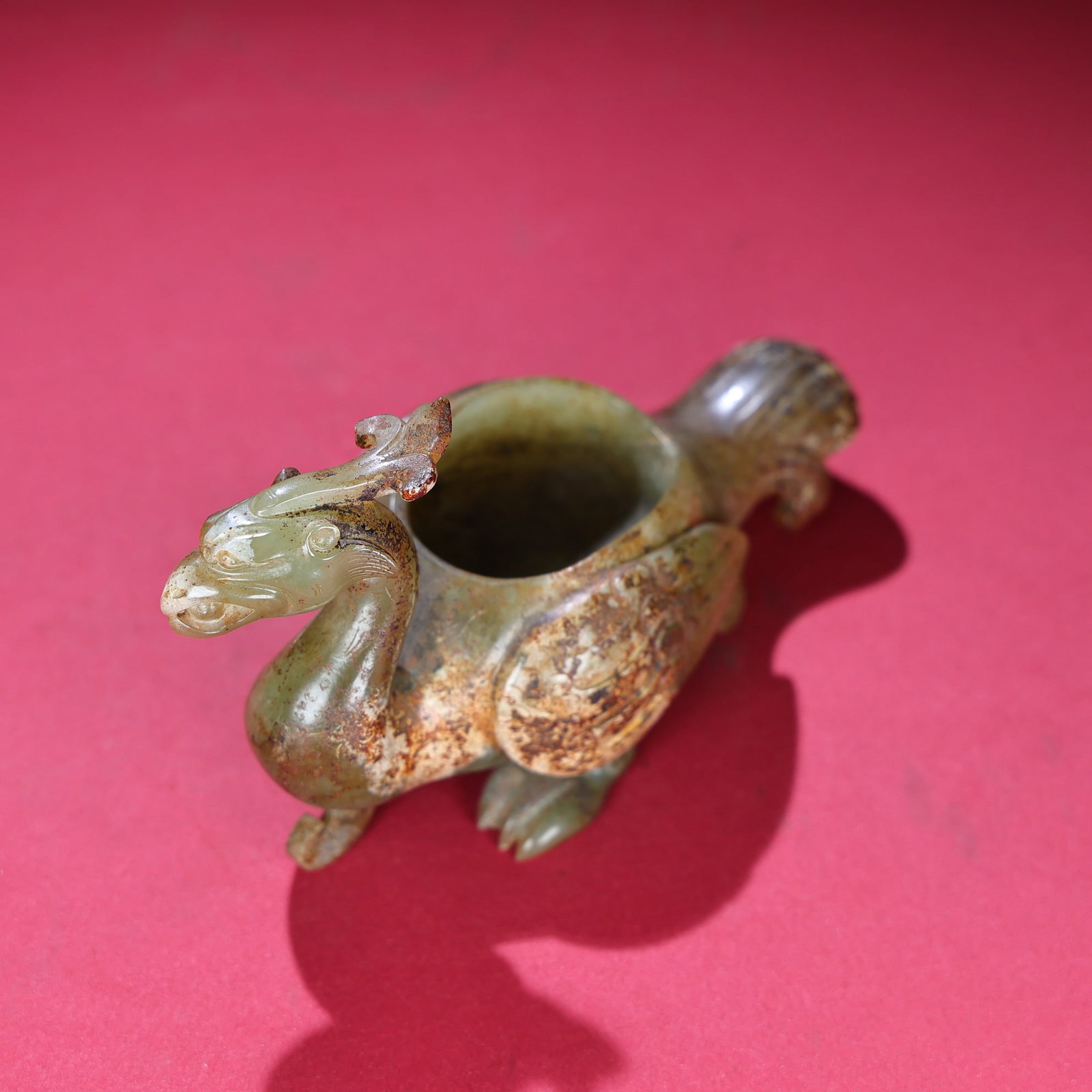 Vintage Hetian Jade Phoenix Bird Statue - 9
