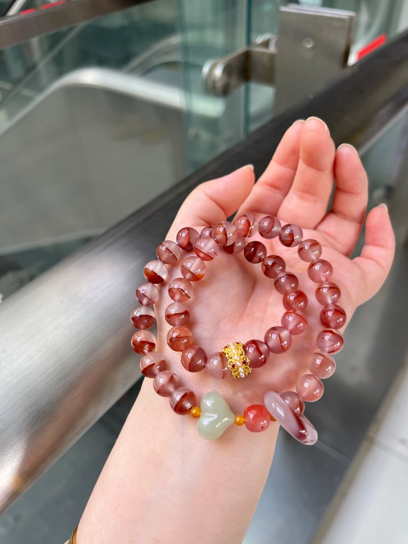 Nanhong Agate & Hetian Jade Hand Chain - 2