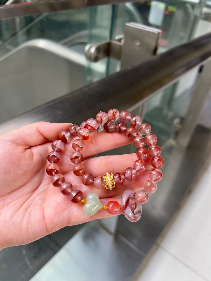 Nanhong Agate & Hetian Jade Hand Chain - 4