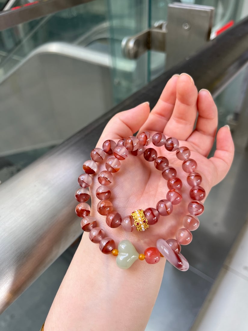 Nanhong Agate & Hetian Jade Hand Chain - 5