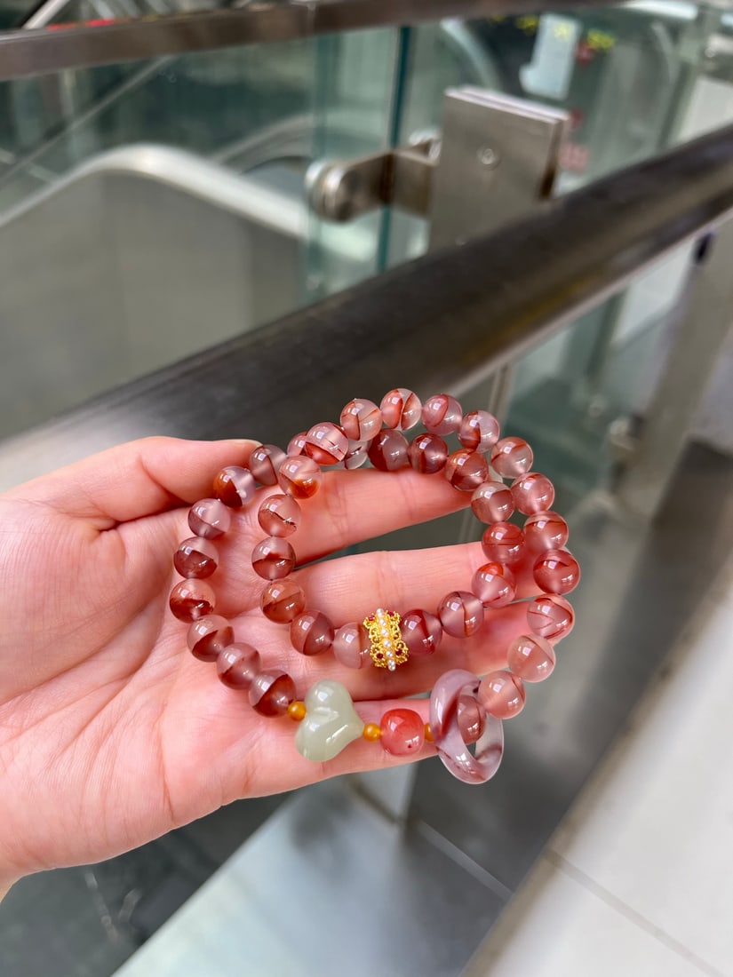 Nanhong Agate & Hetian Jade Hand Chain - 6