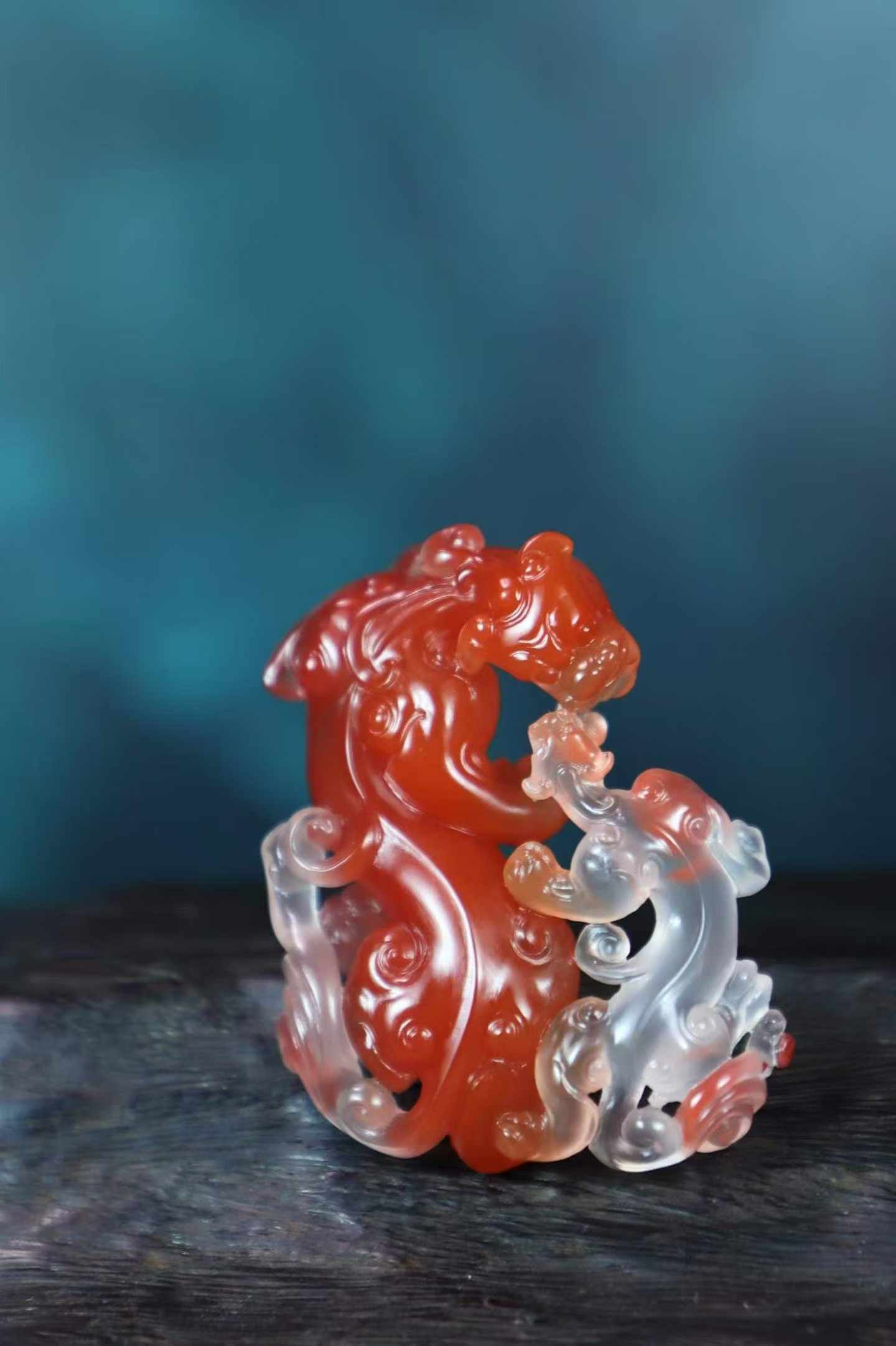 Nanhong Agate Pendant - Chi Dragon with Certificate - 3