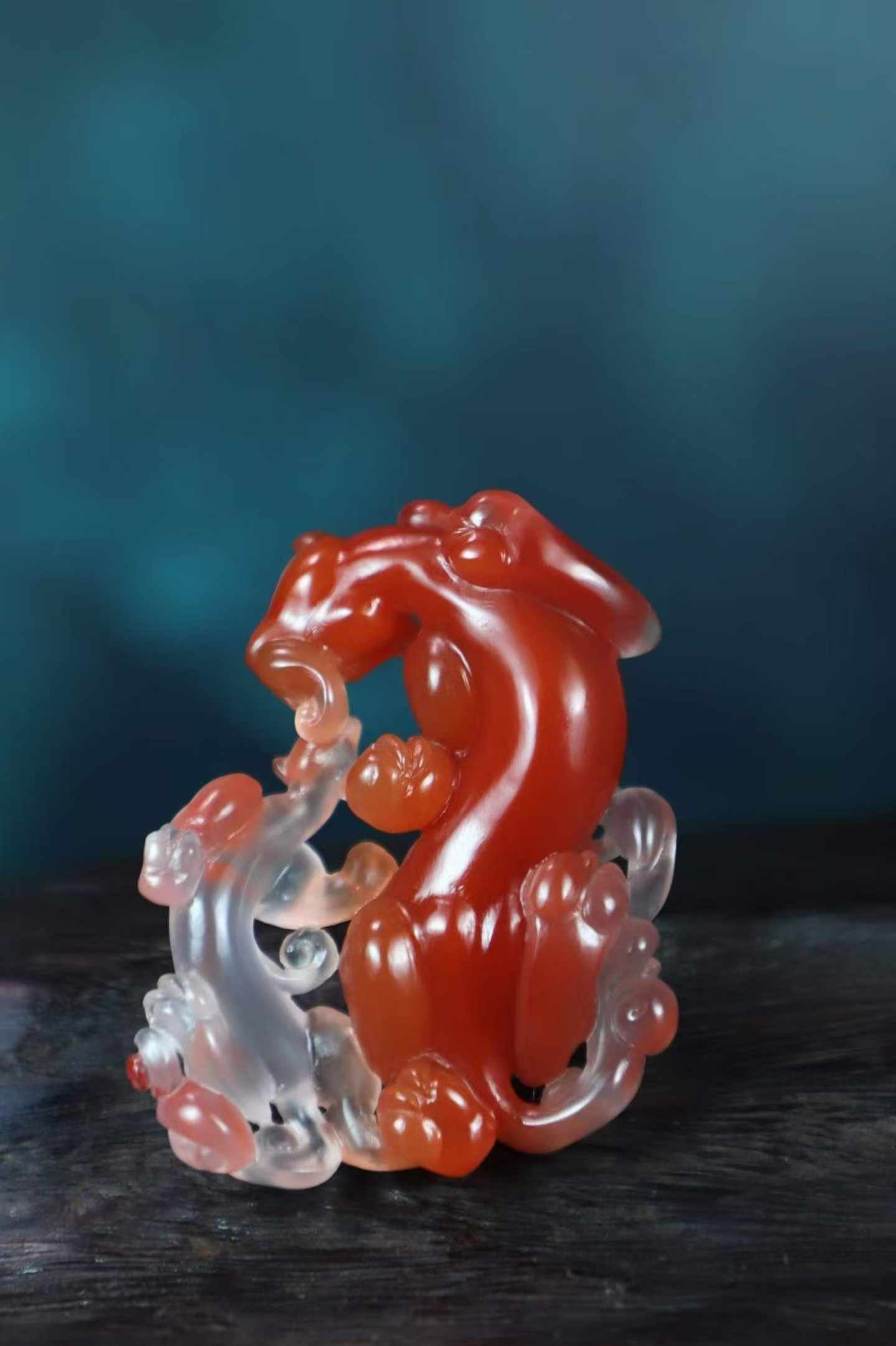 Nanhong Agate Pendant - Chi Dragon with Certificate - 6