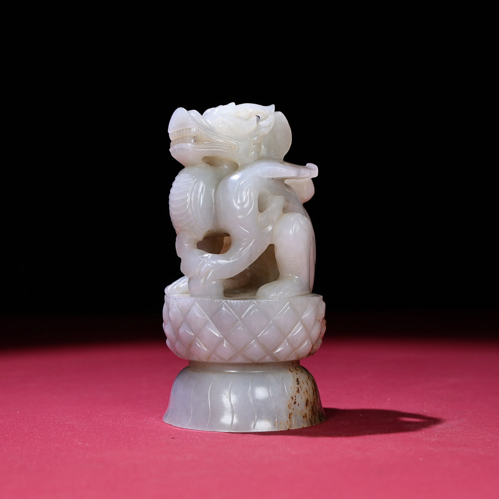 Vintage Hetian Jade Dragon Statue - 2