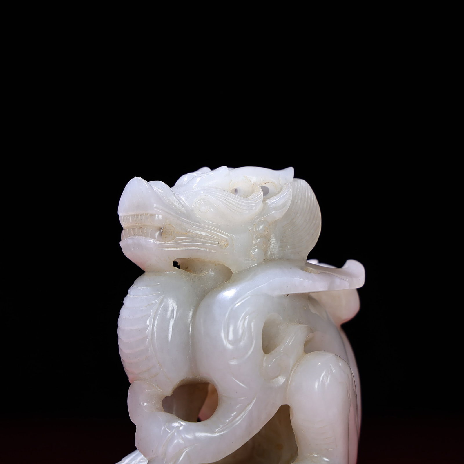 Vintage Hetian Jade Dragon Statue - 3