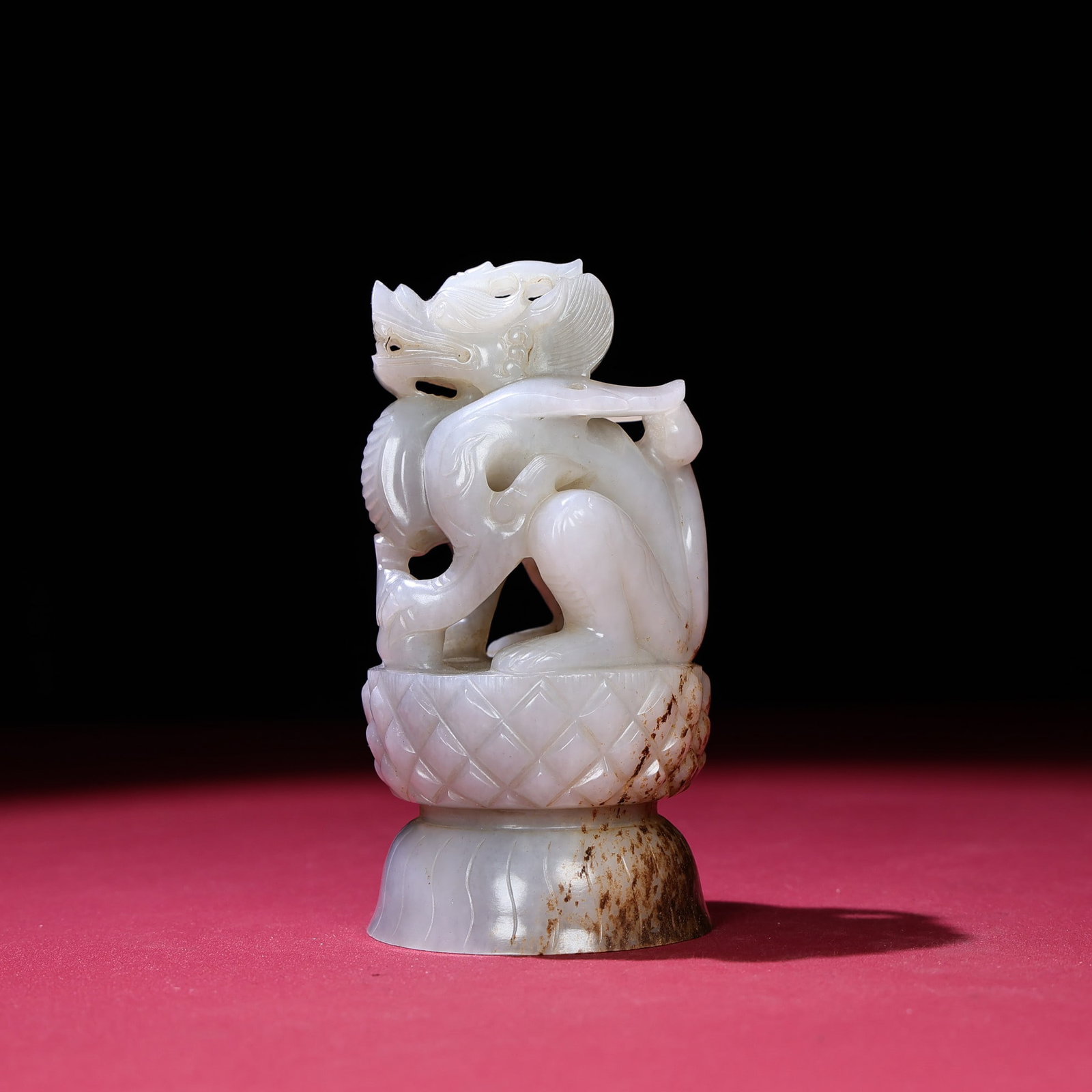 Vintage Hetian Jade Dragon Statue - 4