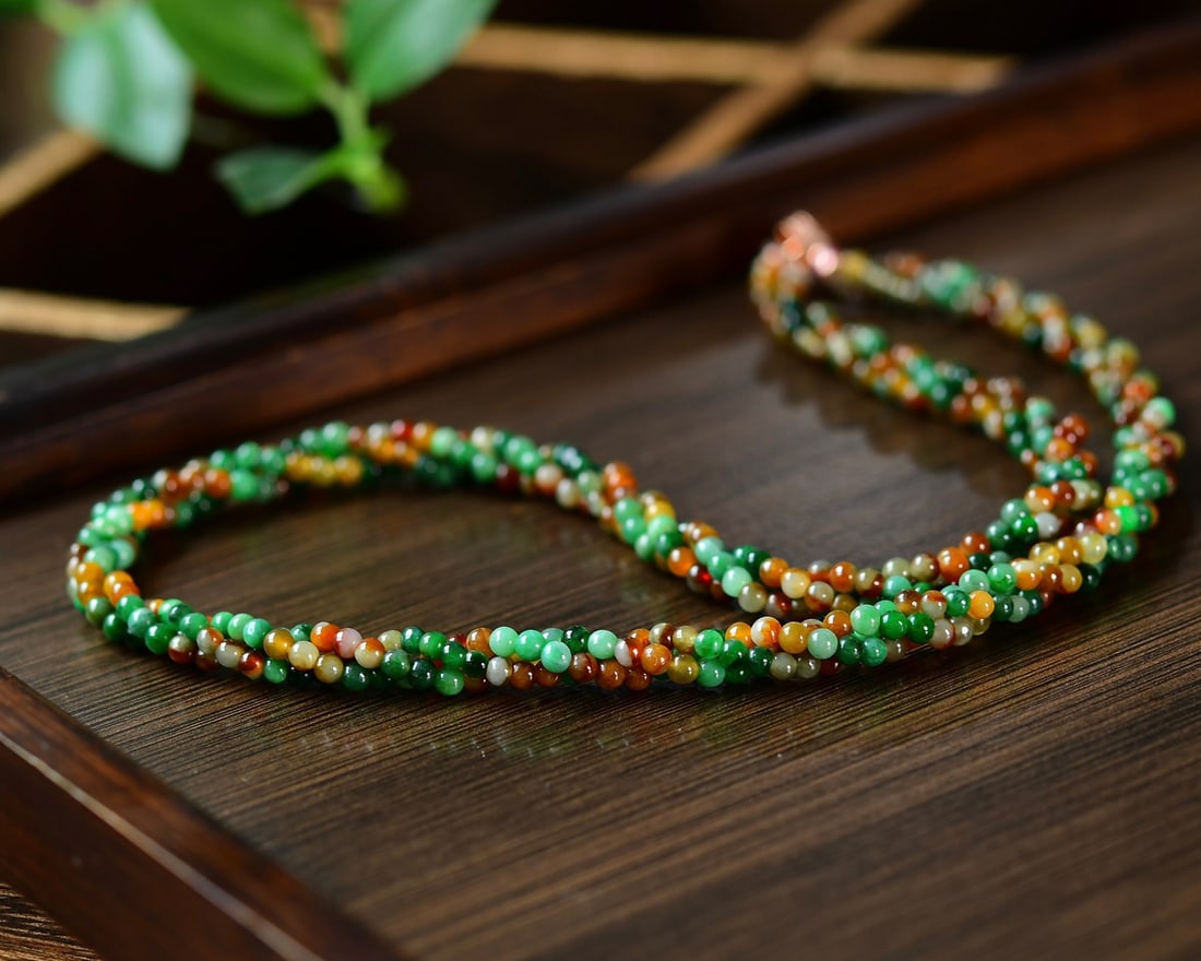 Multicolor Jadeite Beads Necklace (1 of 7)