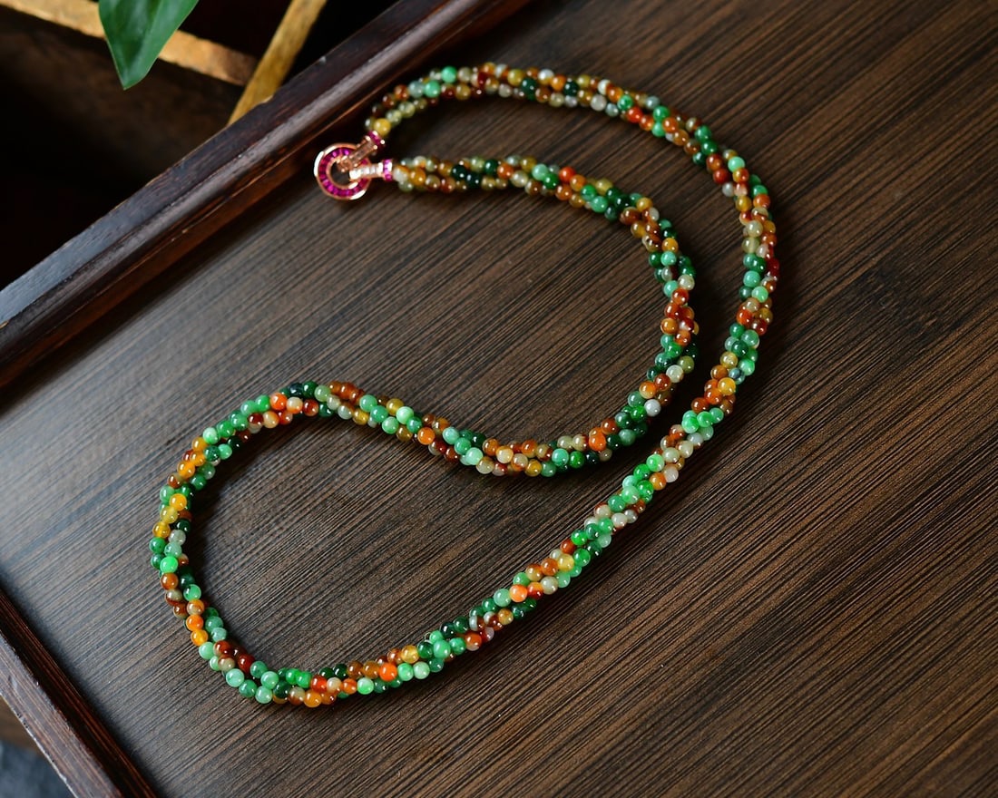Multicolor Jadeite Beads Necklace - 2