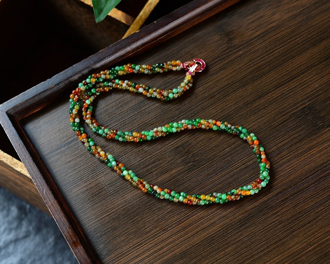 Multicolor Jadeite Beads Necklace - 3