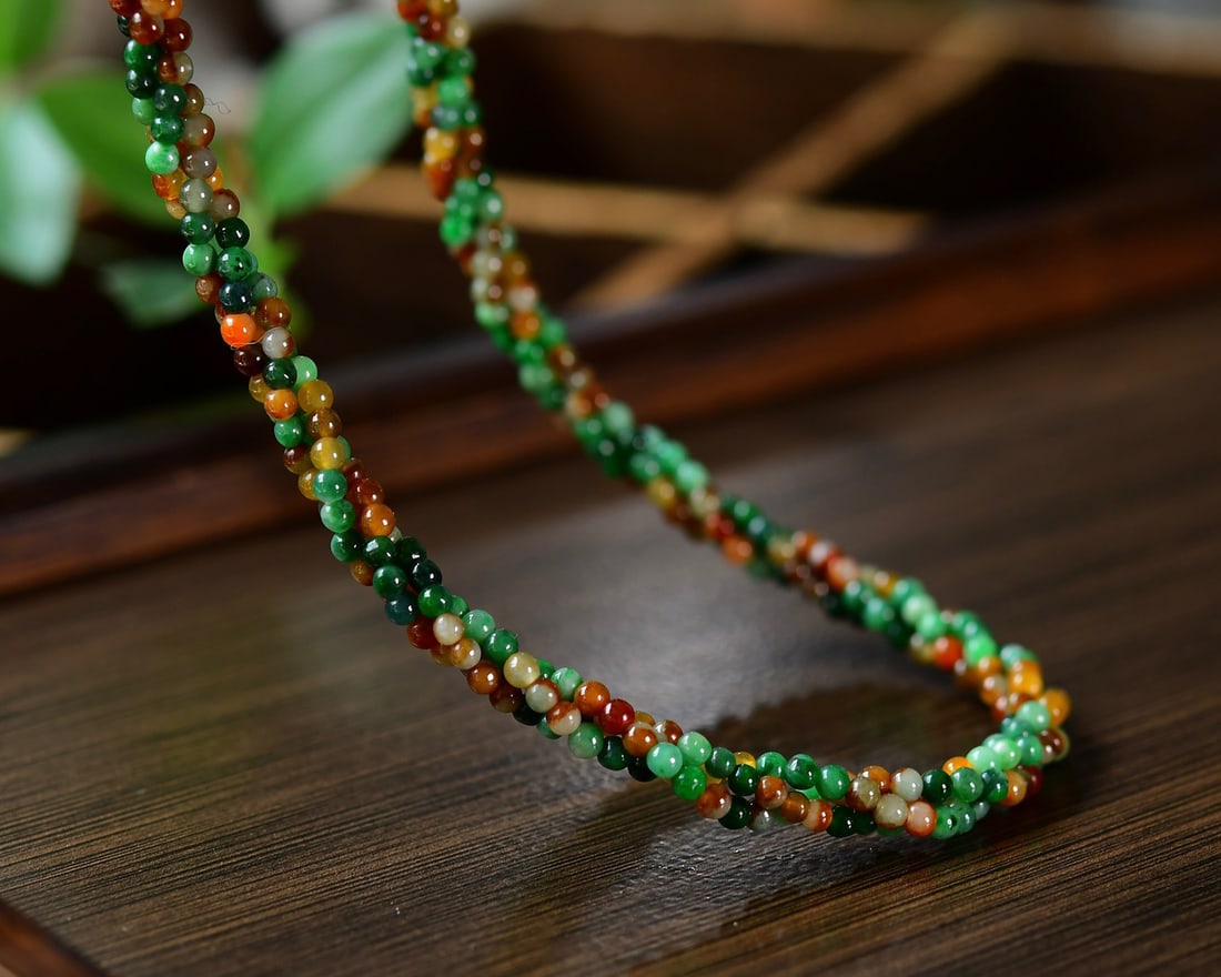 Multicolor Jadeite Beads Necklace - 4