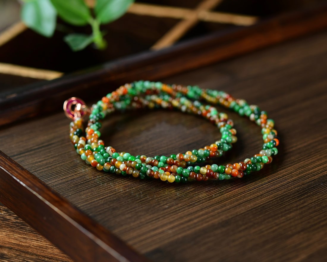 Multicolor Jadeite Beads Necklace - 5