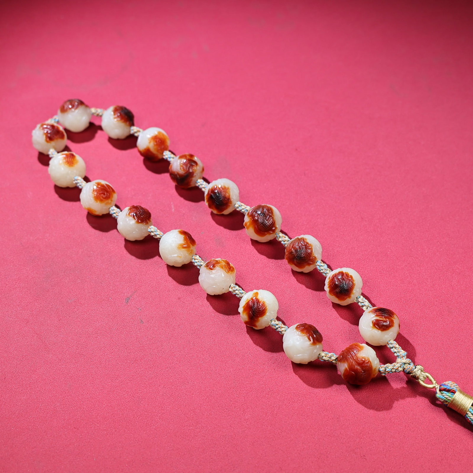 Vintage Hetian Jade Beads Hand Chain: Title: Vintage Hetian Jade Beads Hand Chain Origin: Chinese Date/Period: After1800 Materials: Hetian Jade Dimensions: 20(mm) 0.79(inches) Weight 0.47 lbs/213g length:248mm Reserve: $1,200.00 Shipping: