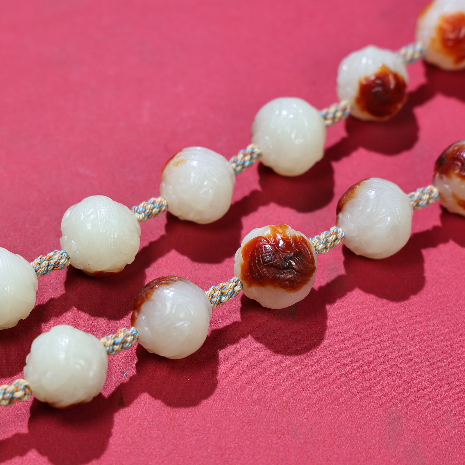 Vintage Hetian Jade Beads Hand Chain - 8