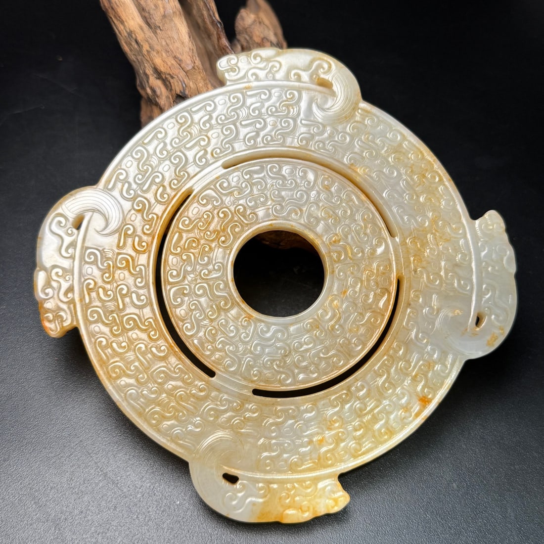 Old Hetian Jade Bi Statue - 2