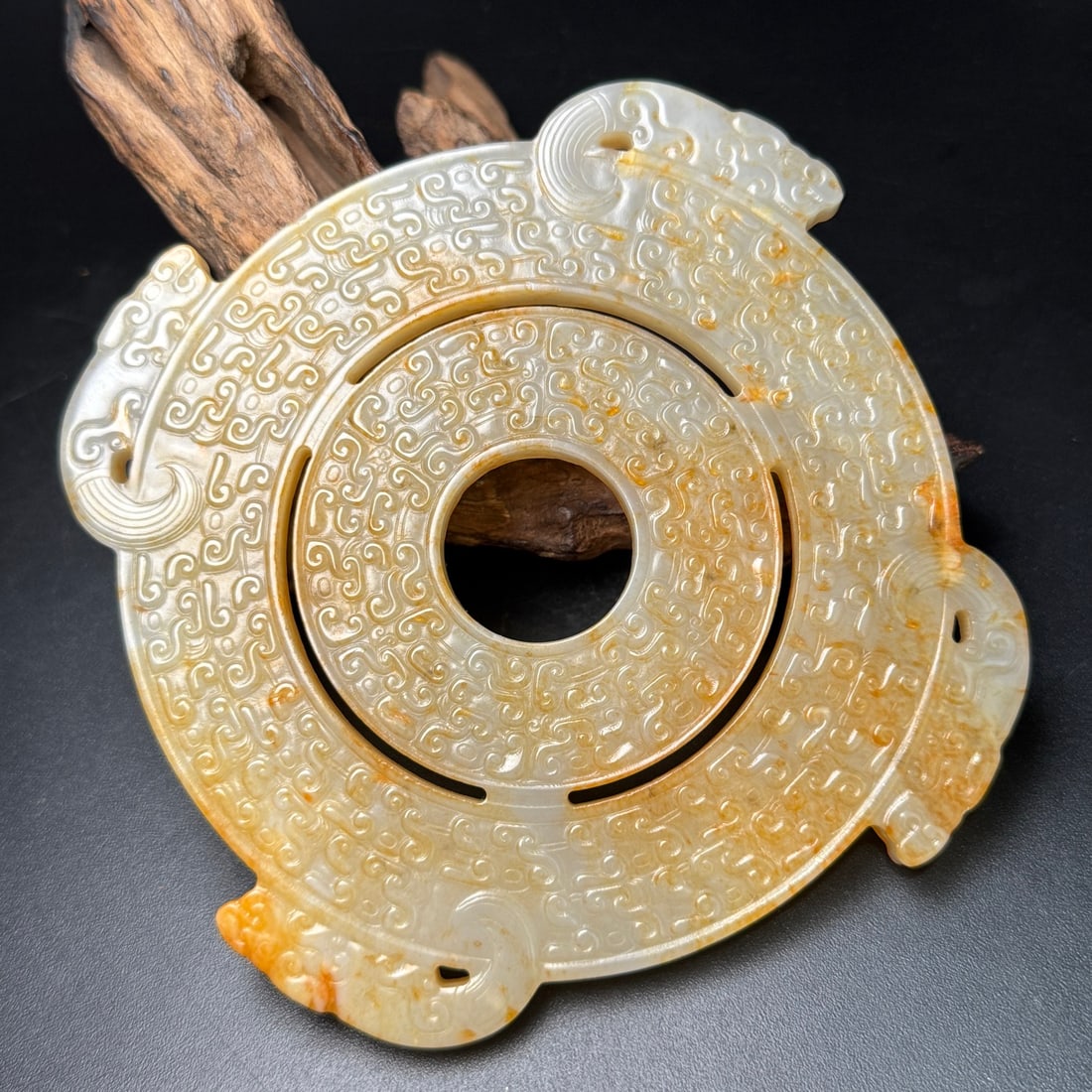 Old Hetian Jade Bi Statue - 3