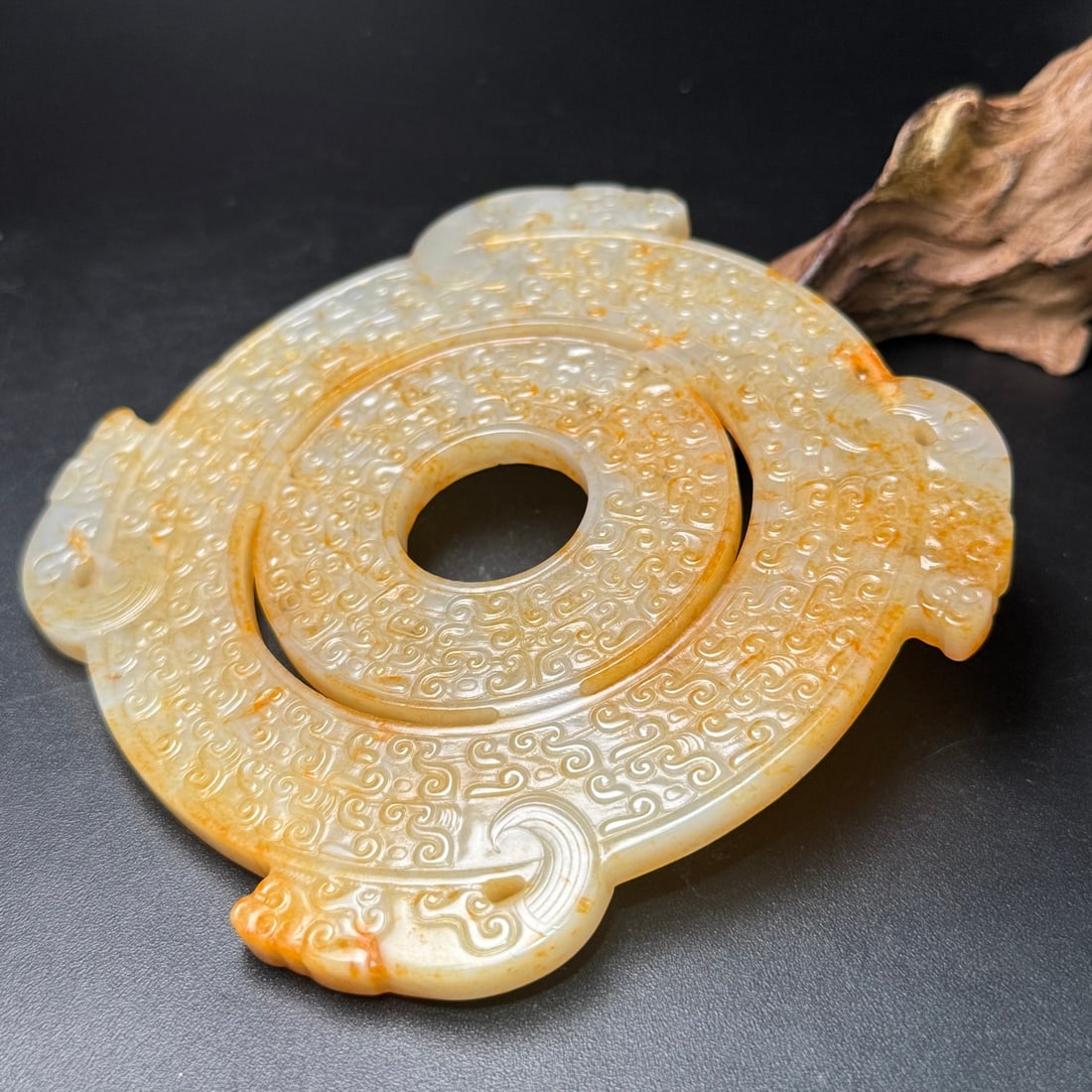 Old Hetian Jade Bi Statue - 4
