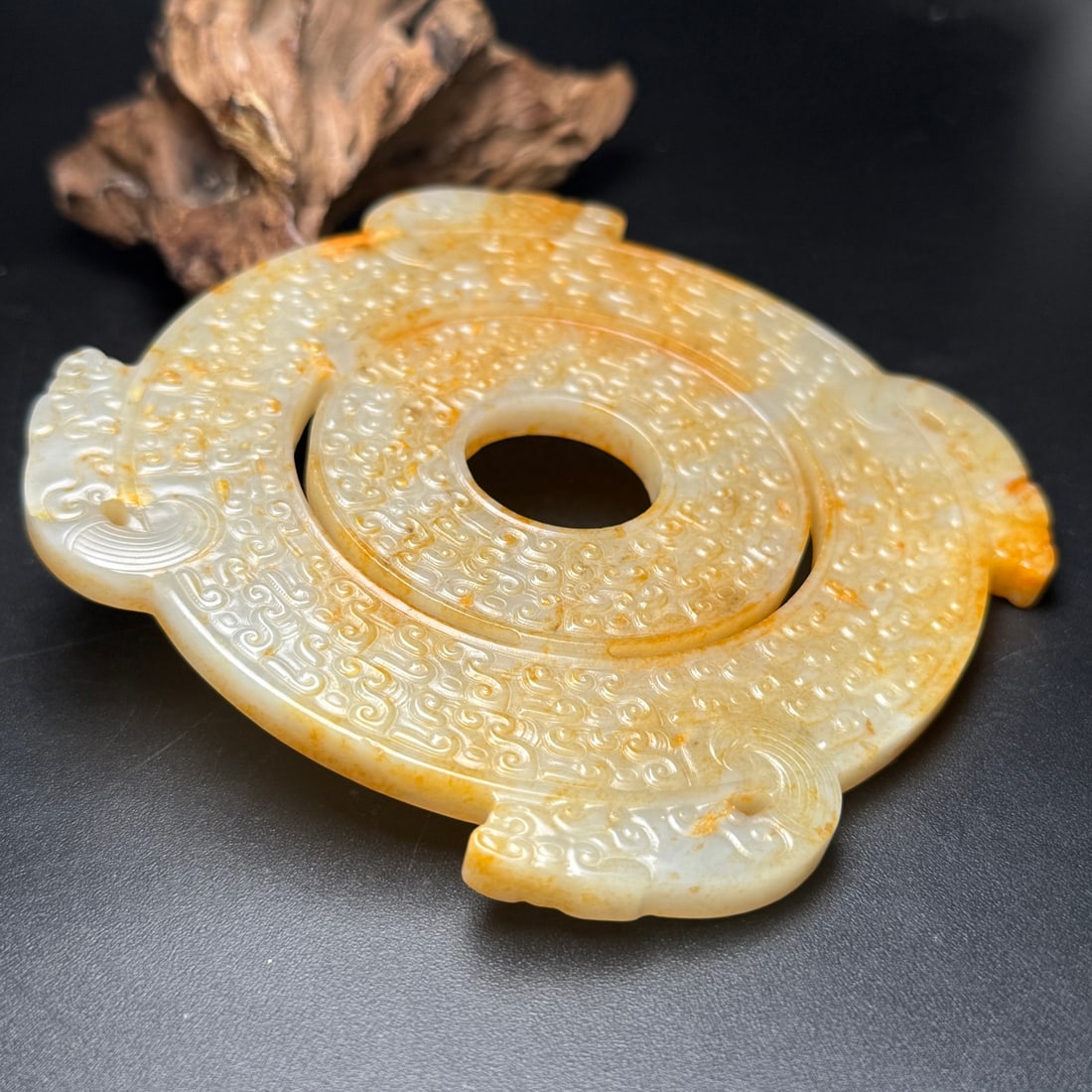Old Hetian Jade Bi Statue - 5